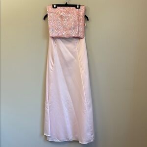 Moda International Pink Embellished Strapless Gown